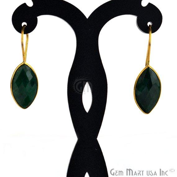Marquise Shape 11x21mm Gold Plated Gemstone Hook Earrings 1 Pair (Pick your Gemstone) - GemMartUSA