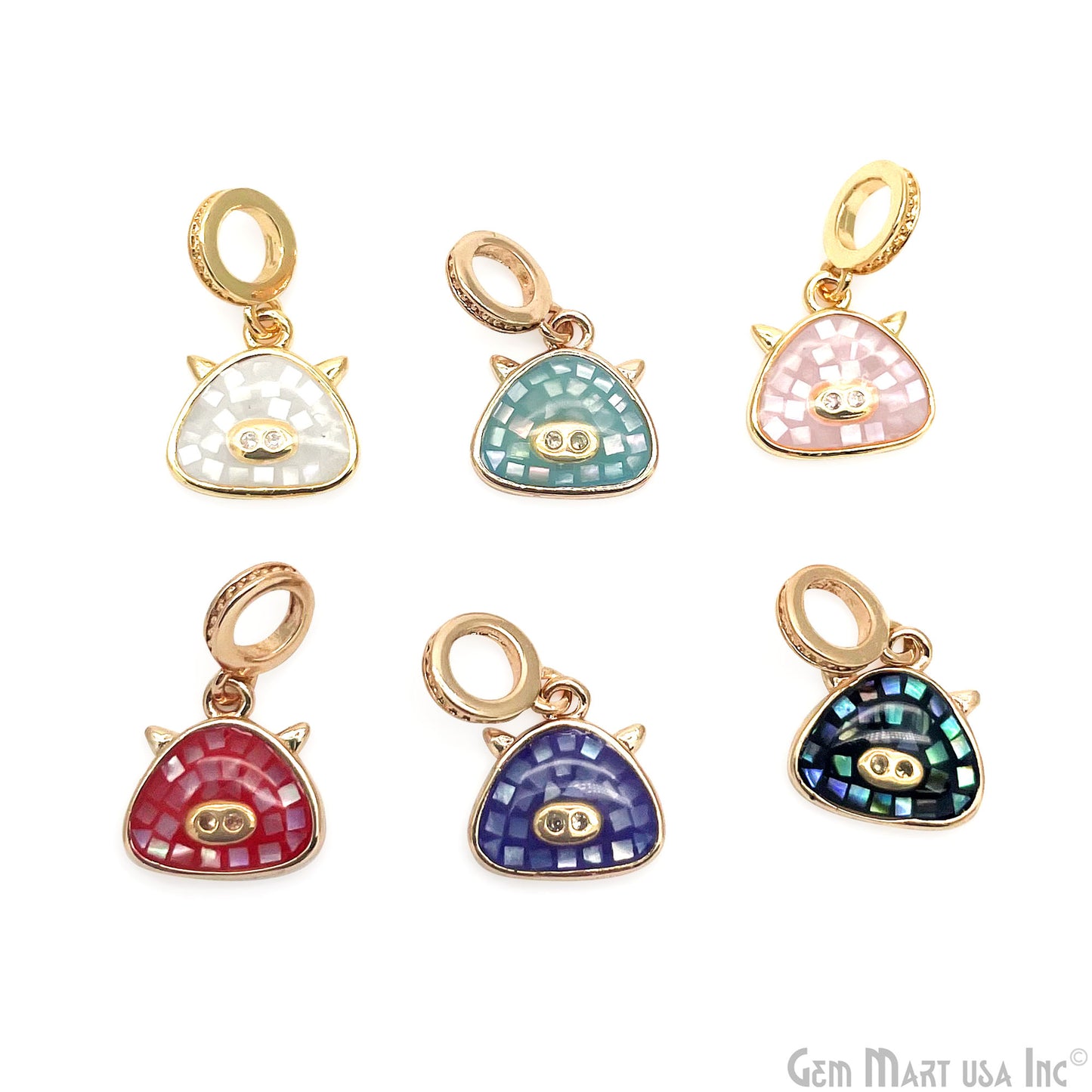 Trillion CZ Zircon 17x11mm Gold Plated Charm Pendant