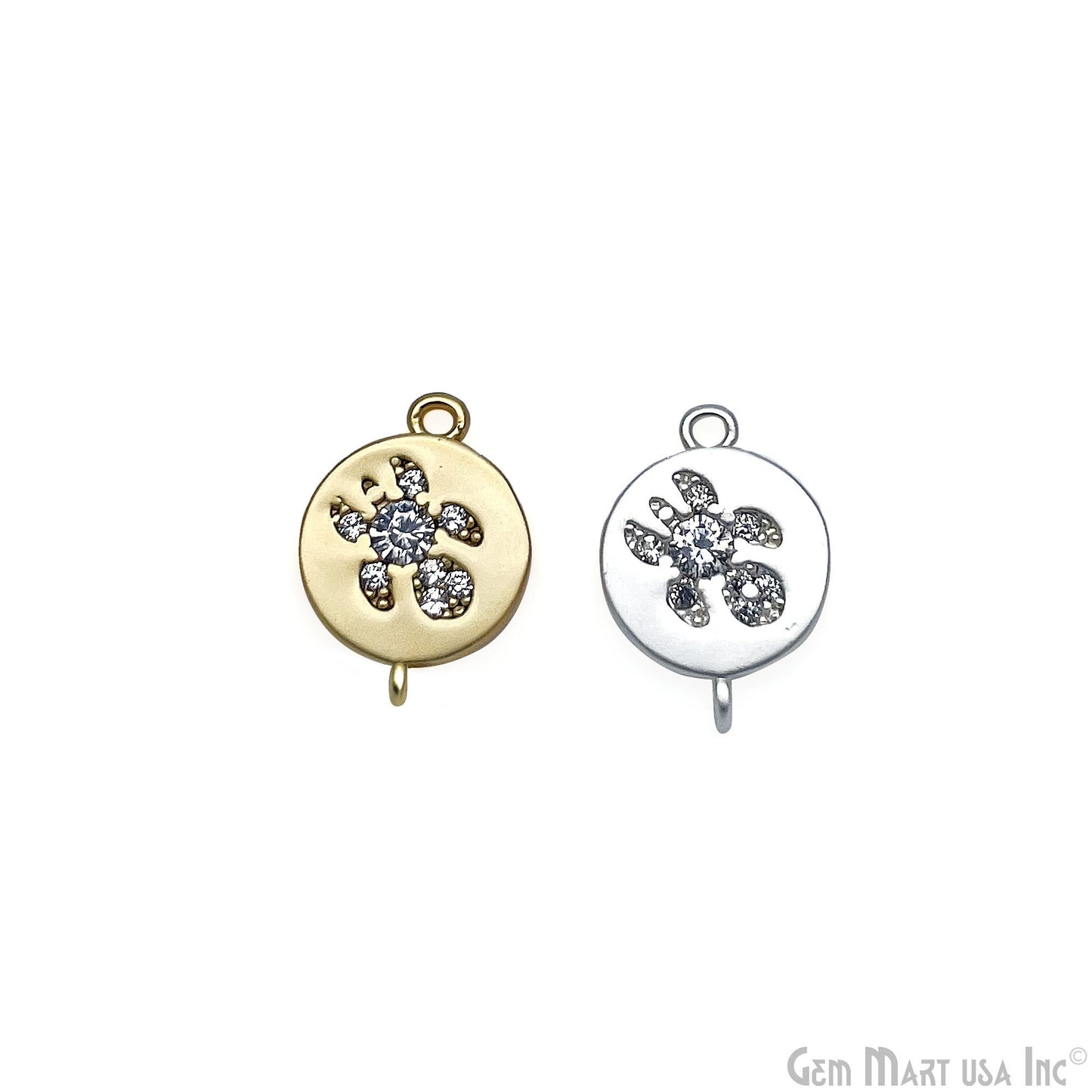 CZ Round Charm Pendant 13x9mm Double Bail Bracelet Charm