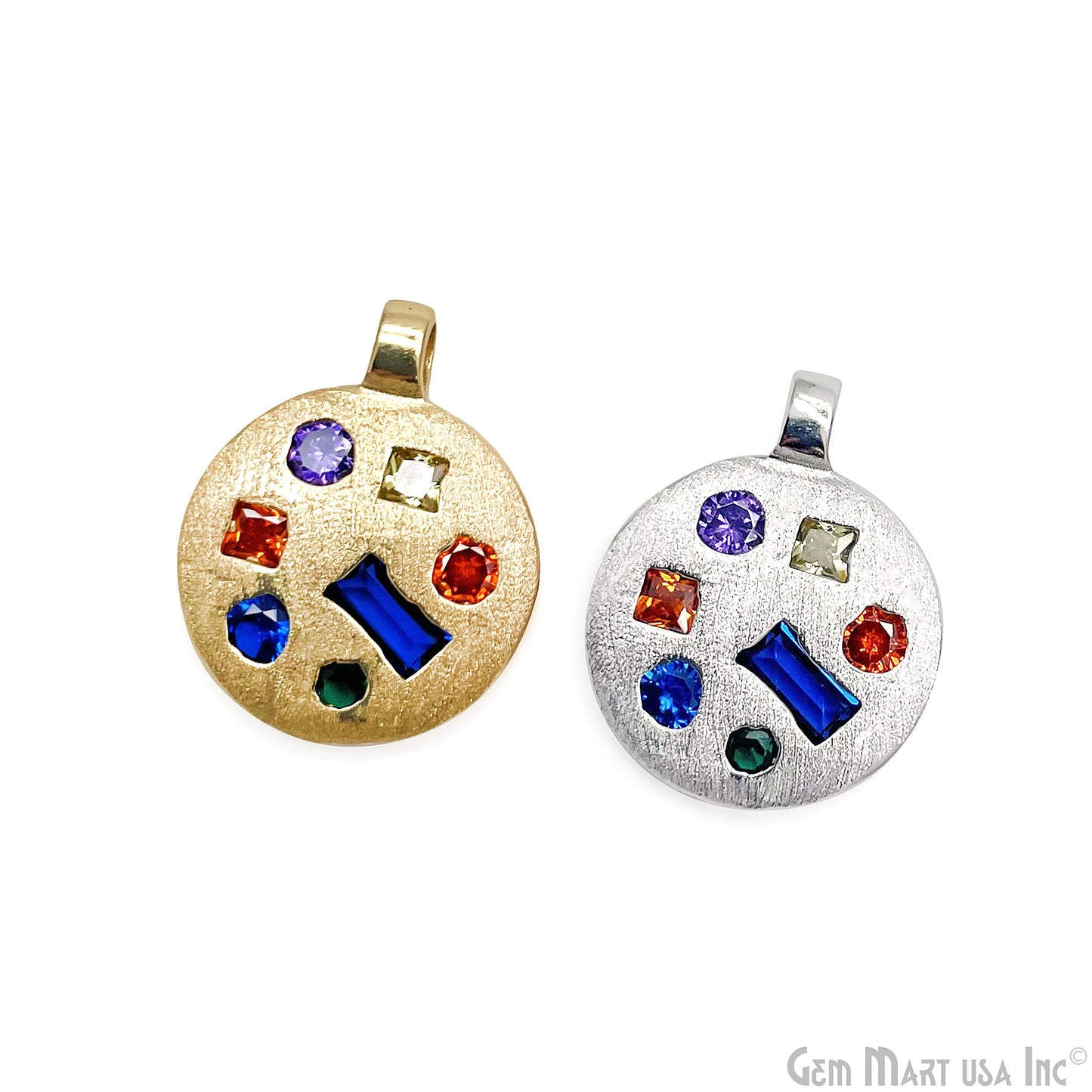 Stone Matte Finish Round Charm Pendant 16mm Pendant
