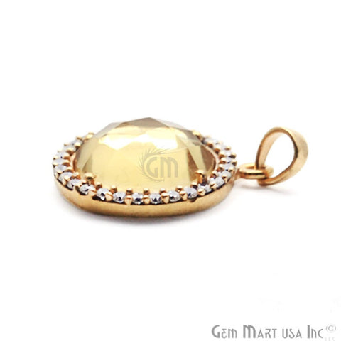 Citrine 12mm Round Gold Plated Gemstone Pendant - GemMartUSA