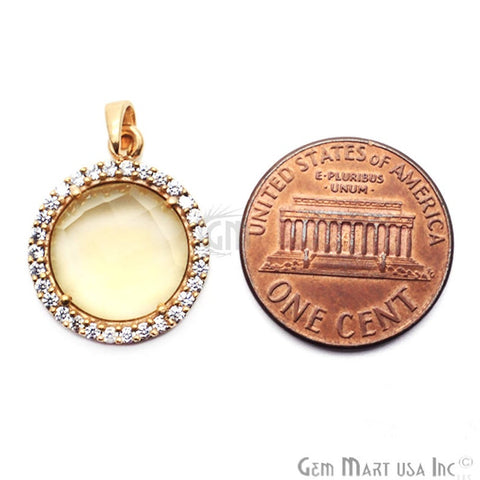 Citrine 12mm Round Gold Plated Gemstone Pendant - GemMartUSA