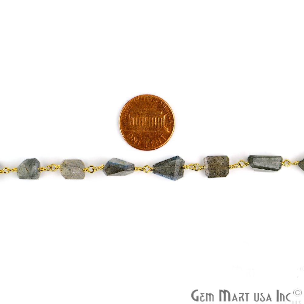 Labradorite Beads Gold Plated Wire Wrapped Rosary Chain (763757133871)