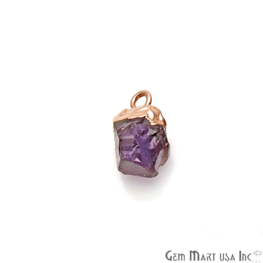 Rough Amethyst Gemstone Organic Rose Gold Edged Single Bail Connector
