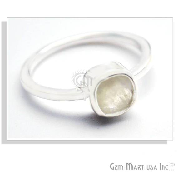 Silver Plated Cushion Shape Single Gemstone Solitaire Ring (Pick your stone and size) (SP-12008) - GemMartUSA