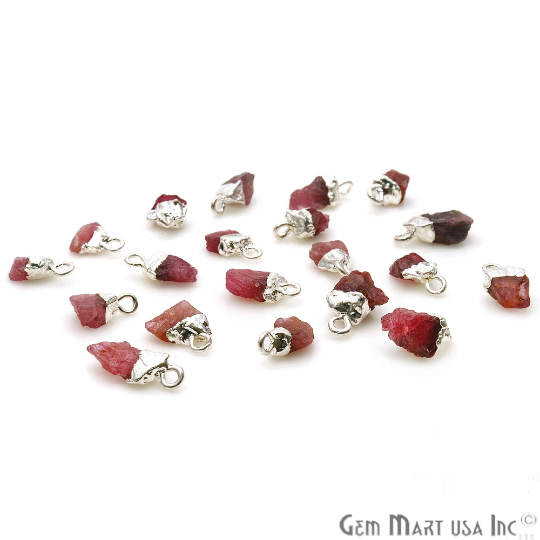 Pink Tourmaline Silver Electroplated Gemstone Connector