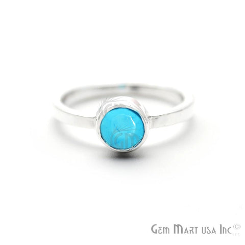 Silver Plated Round Shape Single Gemstone Solitaire Ring (Pick your stone & size) - GemMartUSA