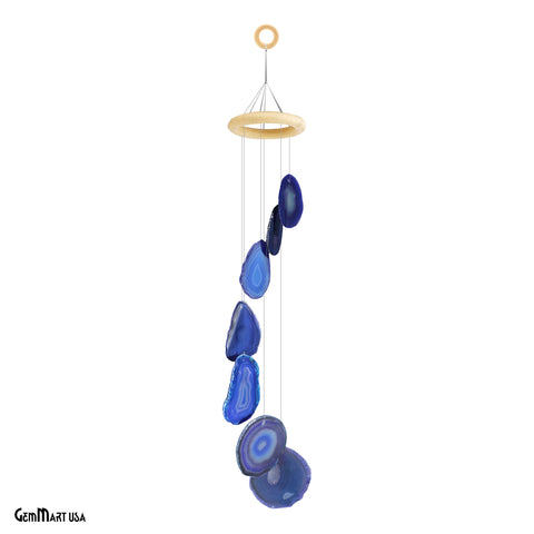 Blue Agate Wind Chime in Natural Agate for Outside, Melodic Tones, Gift for Patio, Porch, Lawn Garden Backyard & Outdoor Home Decor 1 Set