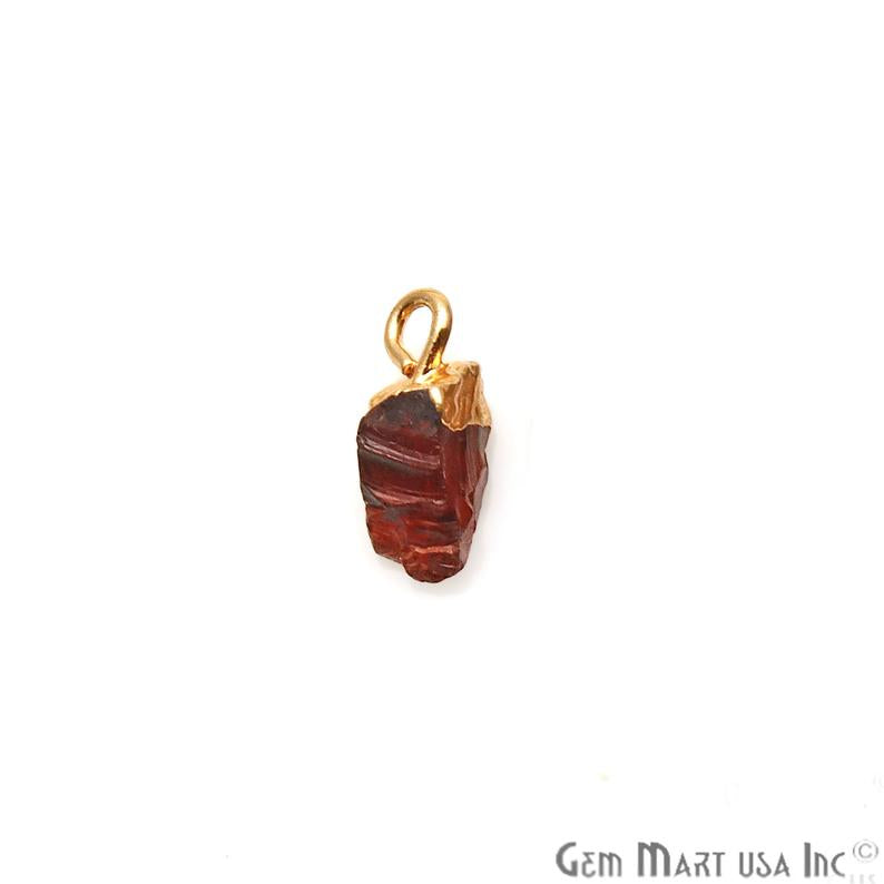 Rough Garnet Gemstone Organic Gold Edged Single Bail Connector