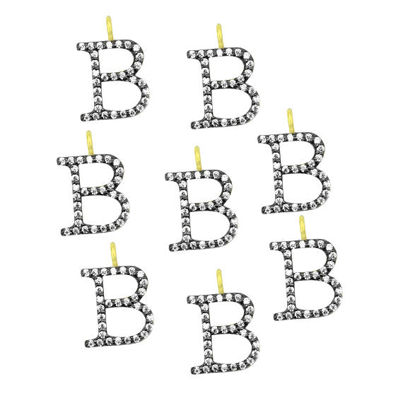 B Aplhabet Charms Diamond CZ Pave Gold Plated Charm for Bracelet & Pendants (CHWS-40002) - GemmartUSA (755004080175)
