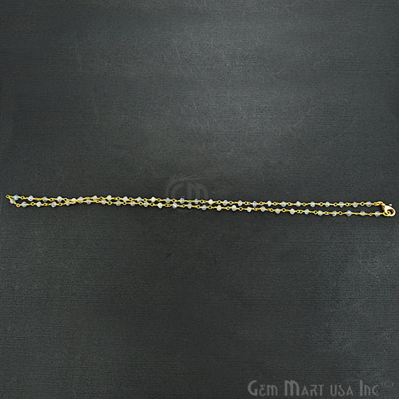 Natural Labradorite Necklace chain, 18 Inch Gold Plated Beaded Necklace Jewellery - GemMartUSA