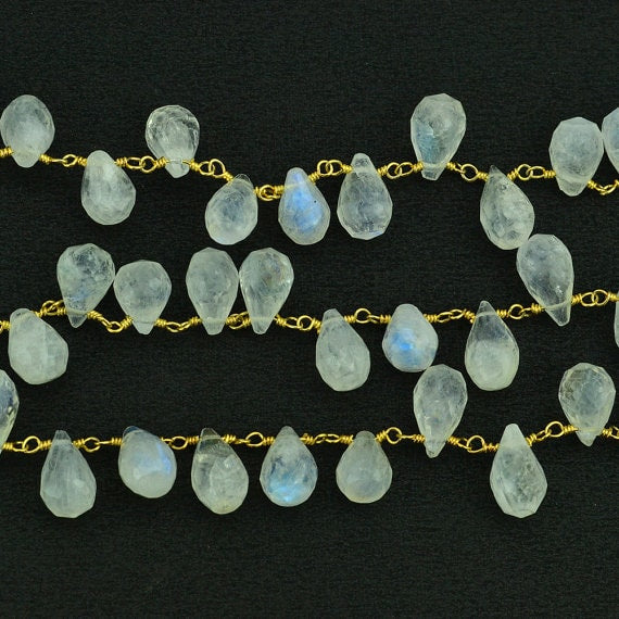Rainbow Briolette Beads Gold Wire Wrapped Cluster Rosary Chain - GemmartUSA (763796095023)