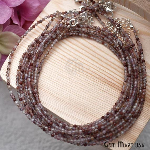 Round Tiny Gemstone Beads Silver Wire clasp Necklace