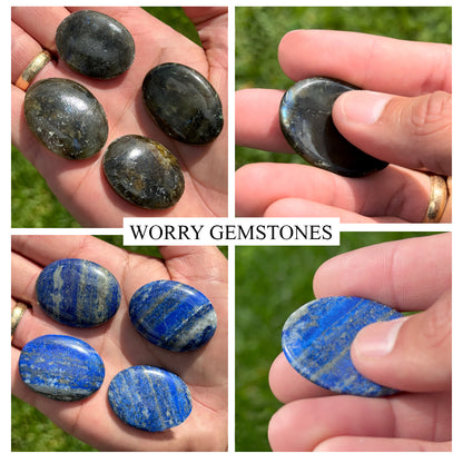 Thumb Meditation Gemstones 39x29mm Oval Hand Curved Thumb Massager Stones