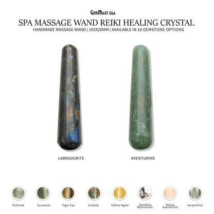 Hand Made SPA Massage Wand Reiki Healing Crystal Relaxation Meditation Collection Gift, Healing Crystal