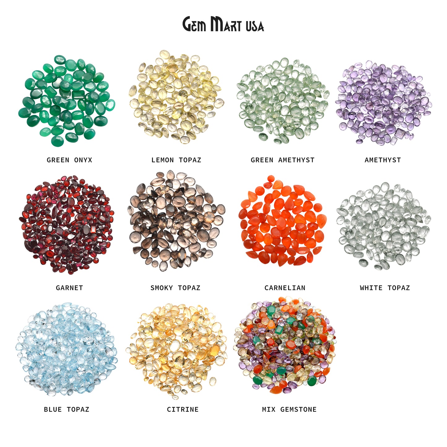 Wholesale Faceted Gemstones, 100% Natural Semi-Precious Gems,  Faceted Loose Gems, 4-8mm, Mixed, 50 Carats