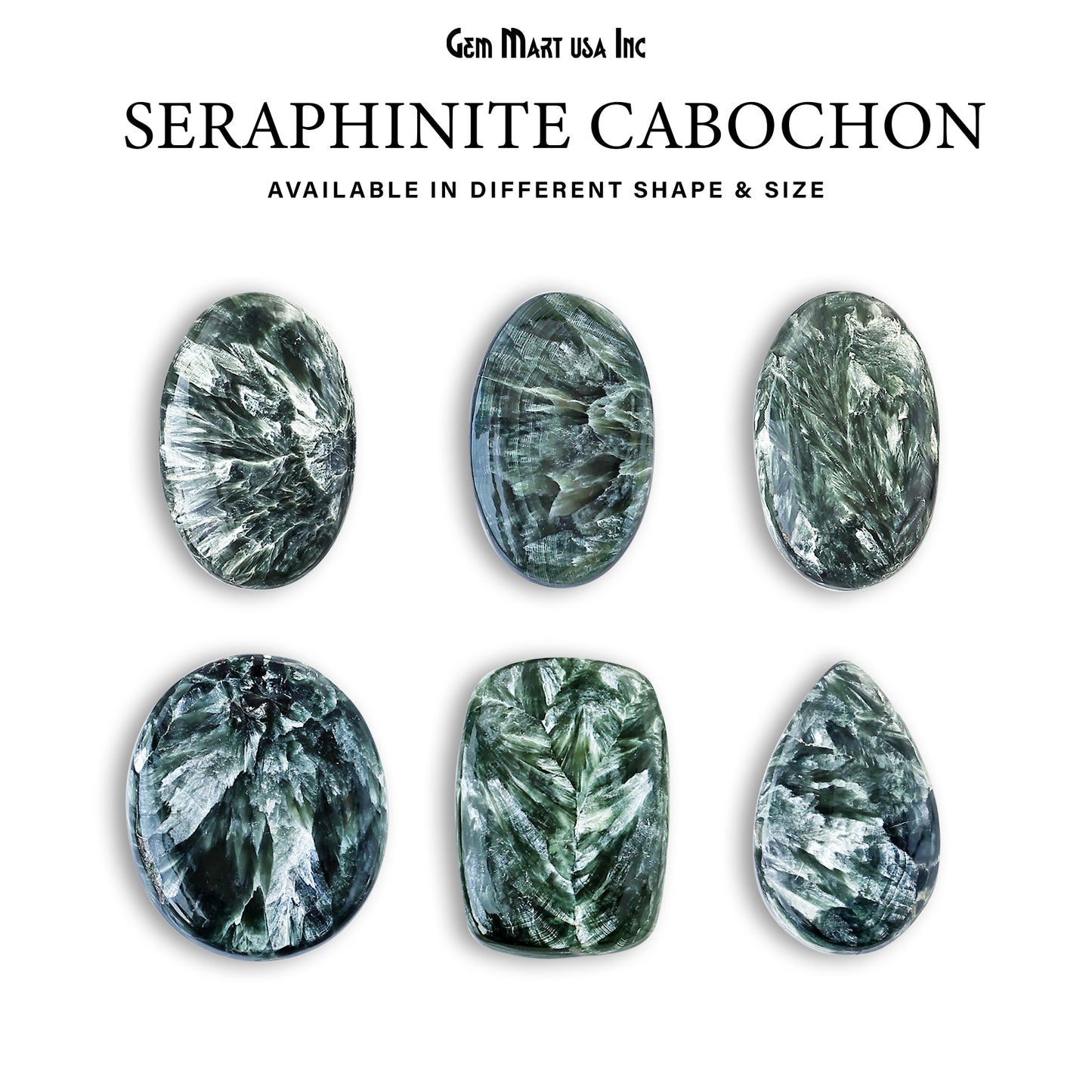 Natural Seraphinite Cab Striped Cabochon Gemstones, 1 pc