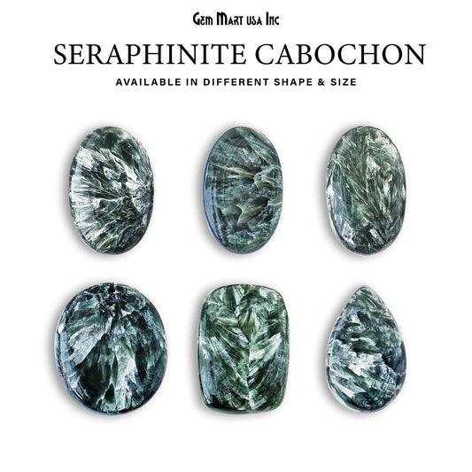 Natural Seraphinite Cab Striped Cabochon Gemstones, 1 pc