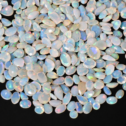 White Opal Wholesale Gemstones, 100% Natural Precious Gems, White Faceted Loose Gems, 10-15mm, Mixed, 5 Carats+