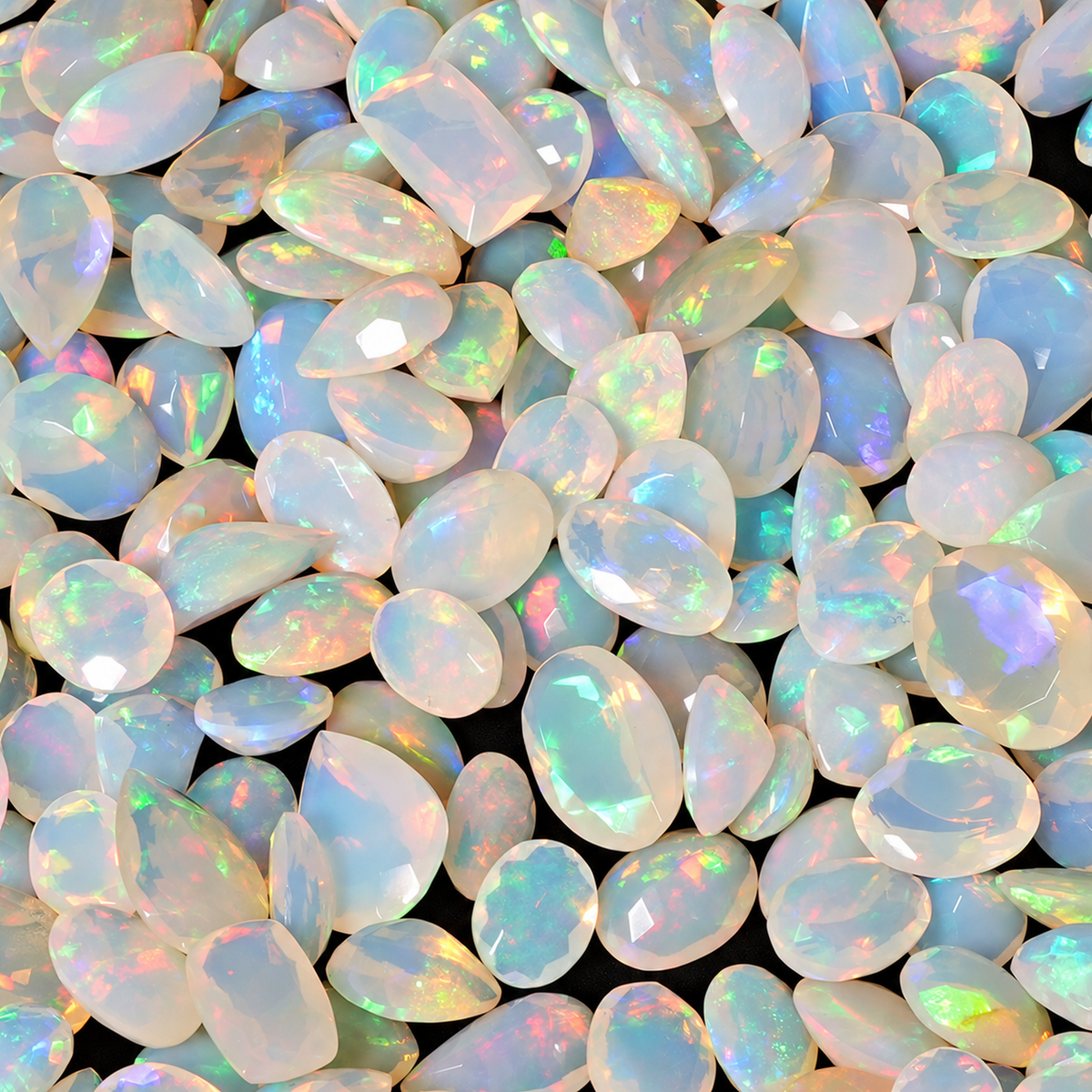 White Opal Wholesale Gemstones, 100% Natural Precious Gems, White Faceted Loose Gems, 10-15mm, Mixed, 5 Carats+