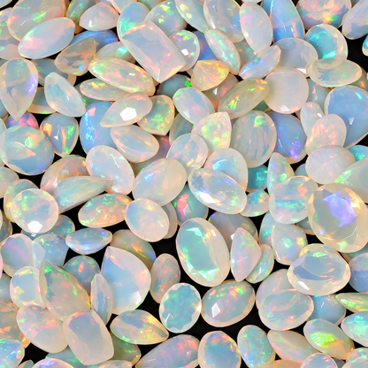 White Opal Wholesale Gemstones, 100% Natural Precious Gems, White Faceted Loose Gems, 10-15mm, Mixed, 5 Carats+