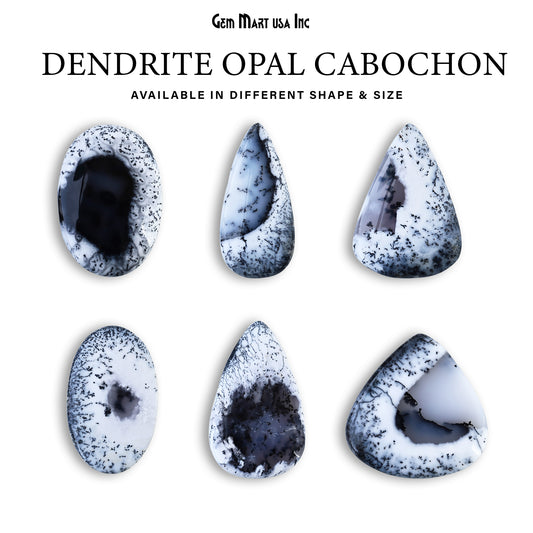 Natural Dendrite Opal Cab Striped Cabochon Gemstones, 1 pc