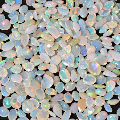 White Opal Wholesale Gemstones, 100% Natural Precious Gems, White Faceted Loose Gems, 10-15mm, Mixed, 5 Carats+