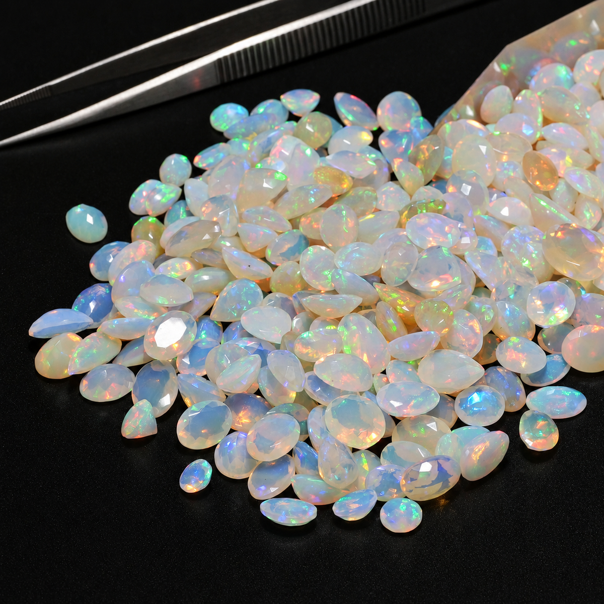 White Opal Wholesale Gemstones, 100% Natural Precious Gems, White Faceted Loose Gems, 10-15mm, Mixed, 5 Carats+