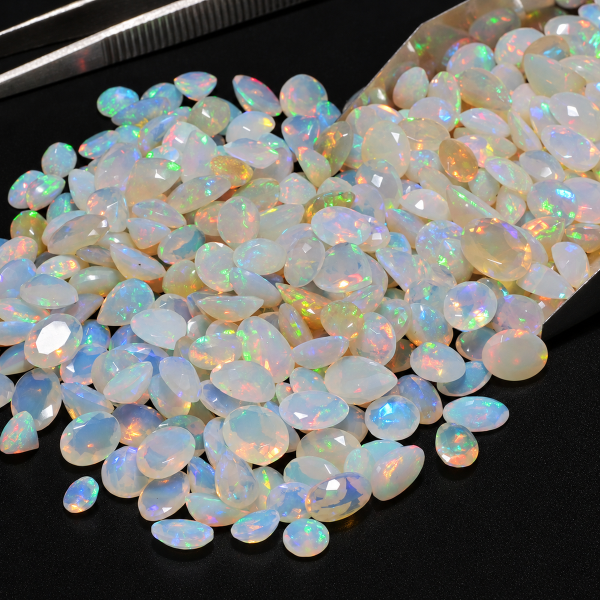 White Opal Wholesale Gemstones, 100% Natural Precious Gems, White Faceted Loose Gems, 10-15mm, Mixed, 5 Carats+