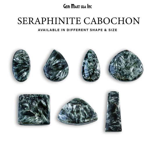 Natural Seraphinite Cab Striped Cabochon Gemstones, 1 pc