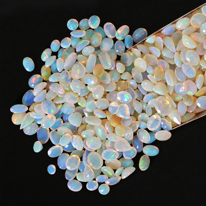White Opal Wholesale Gemstones, 100% Natural Precious Gems, White Faceted Loose Gems, 10-15mm, Mixed, 5 Carats+