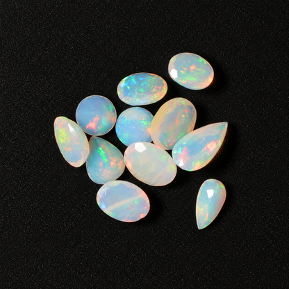 White Opal Wholesale Gemstones, 100% Natural Precious Gems, White Faceted Loose Gems, 10-15mm, Mixed, 5 Carats+