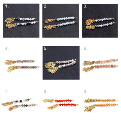 DIY Gemstone Beads Gold 29x3mm Dangle Drop Earring Connector Findings