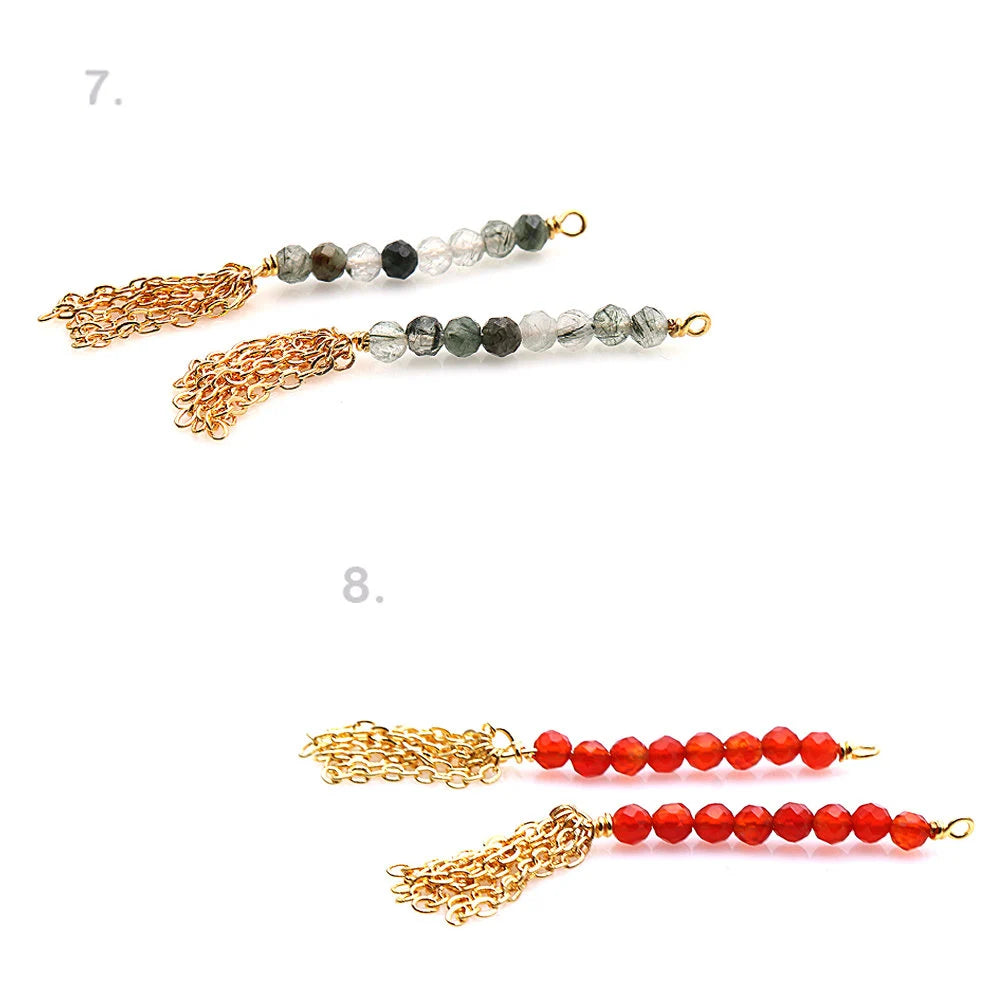 DIY Gemstone Beads Gold 29x3mm Dangle Drop Earring Connector Findings