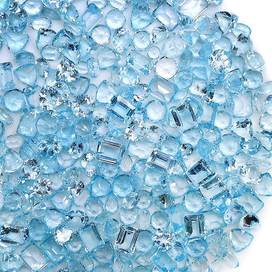 Blue Topaz Wholesale Gemstones, 100% Natural Semi-Precious Gems, Blue Faceted Loose Gems, 4-8mm, Mixed, 50 Carats