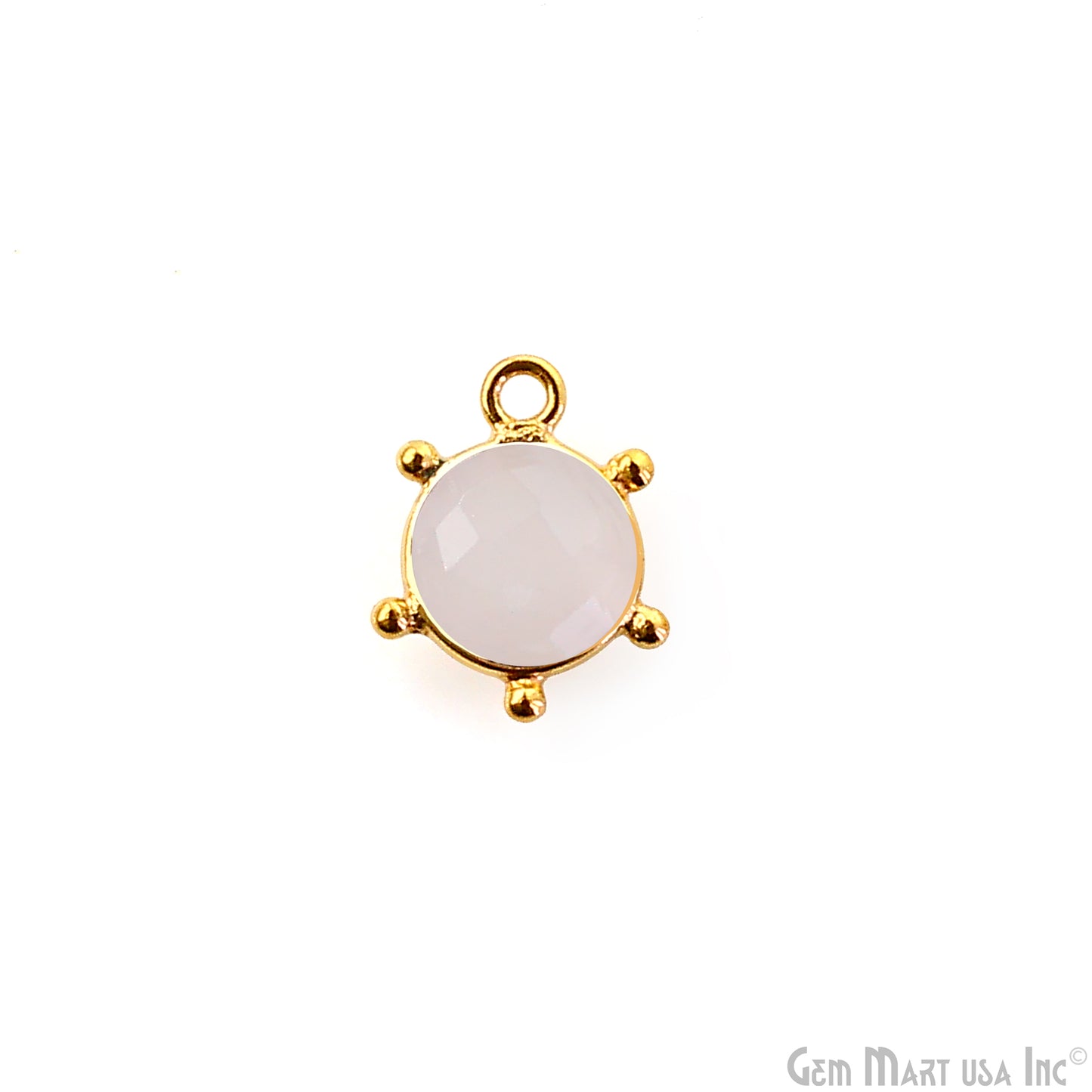 Round 13x11mm Design Bezel Gold Plated Single Bail Gemstone Connector