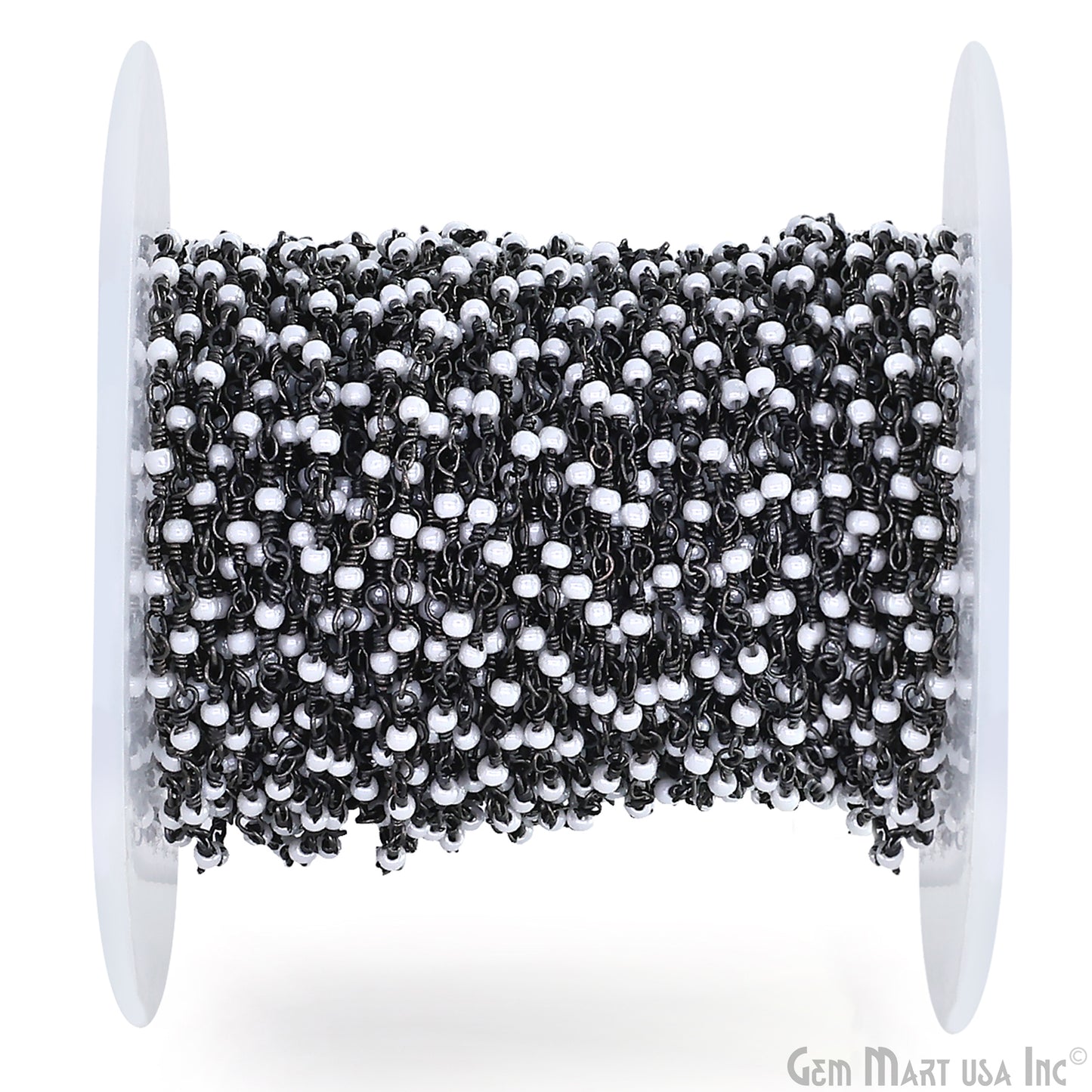 Synthetic Pearl Cabochon Beads 2-2.5mm Oxidized Gemstone Rosary Chain