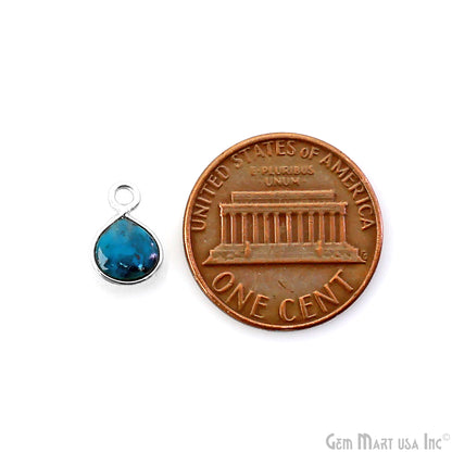 Chrysocolla Heart 6mm Silver Plated Single Bail Bezel Gemstone Connector