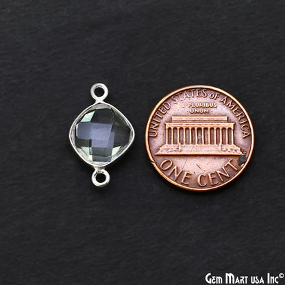 Cushion 10mm Double Bail Silver Bezel Gemstone Connector