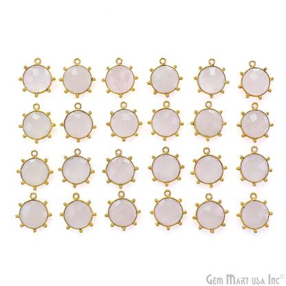 Round 17x15mm Design Bezel Gold Plated Single Bail Gemstone Connector