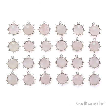 Round 17x15mm Design Bezel Silver Plated Single Bail Gemstone Connector