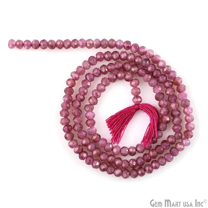 Pink Tourmaline Rondelle Beads, 12-13 Inch Gemstone Strands, Drilled Strung Nugget Beads, Faceted Round, 3mm