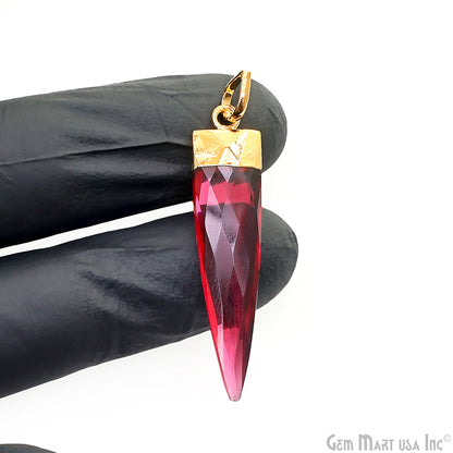 Gemstone 47x10mm Triangle Shape Gold Plated Single Bail Pendant Connector