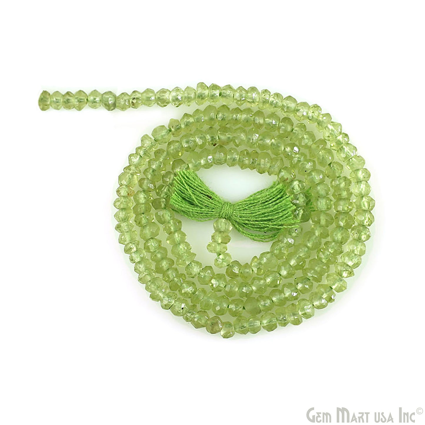 Peridot Rondelle Beads, 12.5 Inch Gemstone Strands, Drilled Strung Nugget Beads, Faceted Round, 2.3-3.5mm