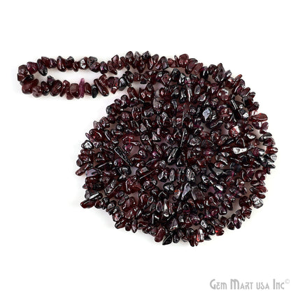 Garnet Chip Beads, 34 Inch, Natural Chip Strands, Drilled Strung Nugget Beads, 3-7mm, Polished, GemmartUSA (CHGT-70001)