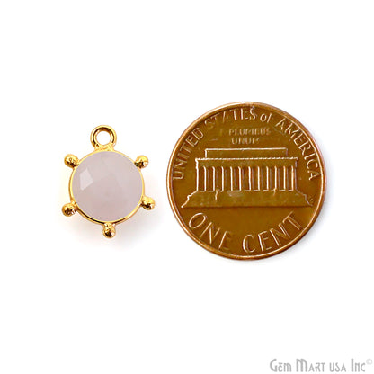 Round 13x11mm Design Bezel Gold Plated Single Bail Gemstone Connector