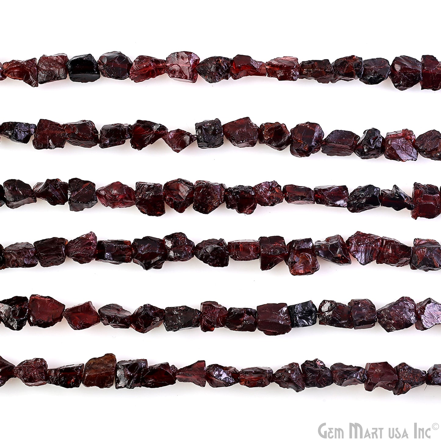 Garnet Rough Beads, 9 Inch Gemstone Strands, Drilled Strung Briolette Beads, Free Form, 7x5mm