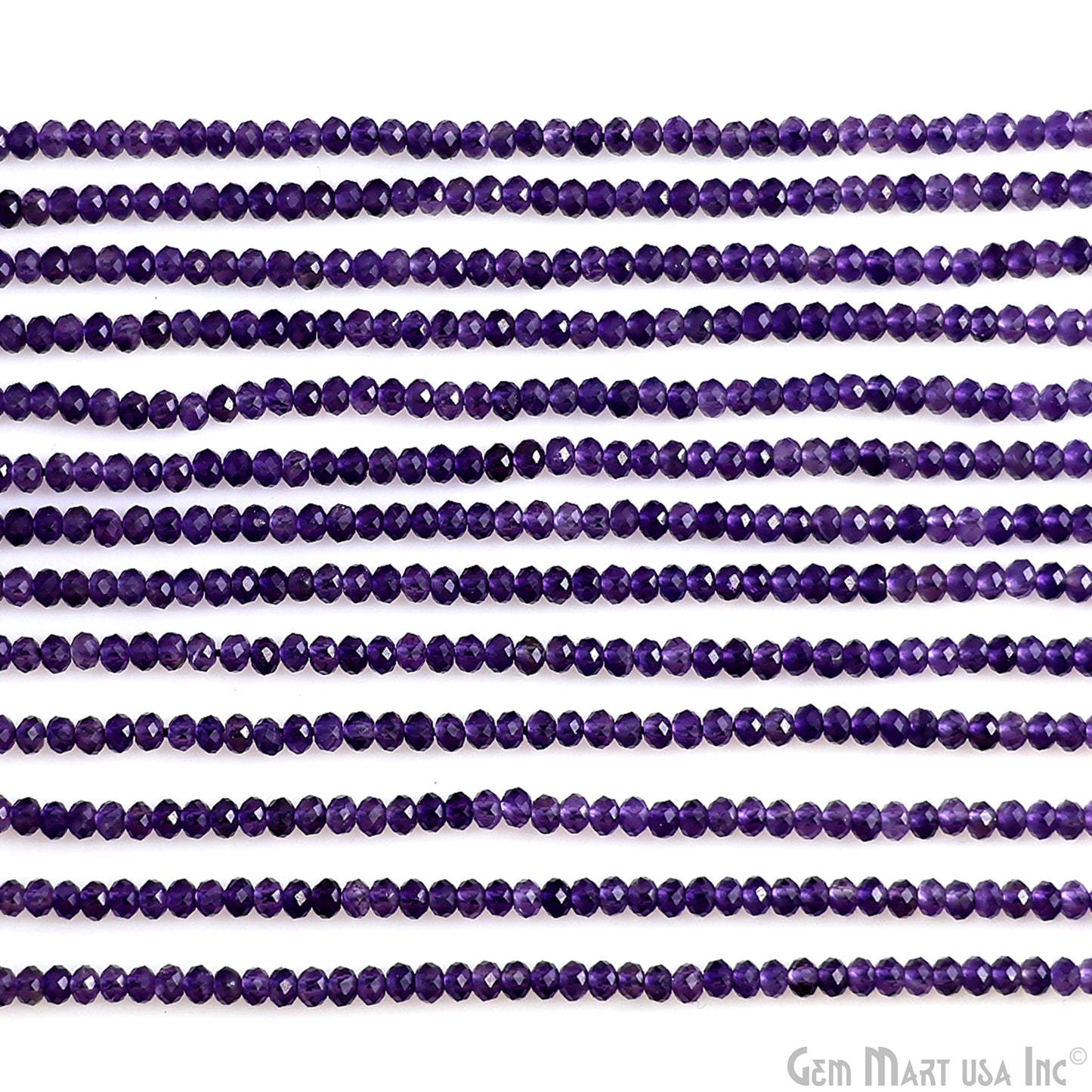 Amethyst Rondelle Beads, 12.5 Inch Gemstone Strands, Drilled Strung Nugget Beads, Faceted Round, 4mm