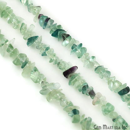 Fluorite Chip Beads, 34 Inch, Natural Chip Strands, Drilled Strung Nugget Beads, 3-7mm, Polished, GemMartUSA (CHFL-70001)