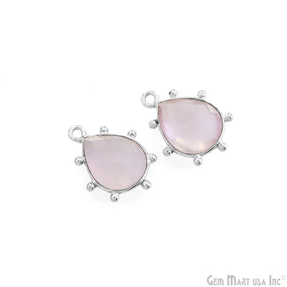 Pears 18x13mm Design Bezel Silver Plated Single Bail Gemstone Connector